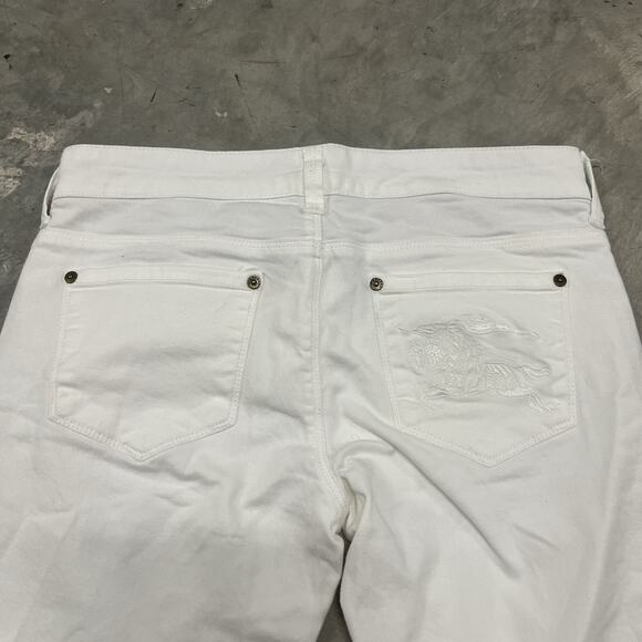 BURBERRY COTTON BLEND WHITE Wide LEG Flare JEANS SIZE 29 Embroidered READ - Picture 12 of 13